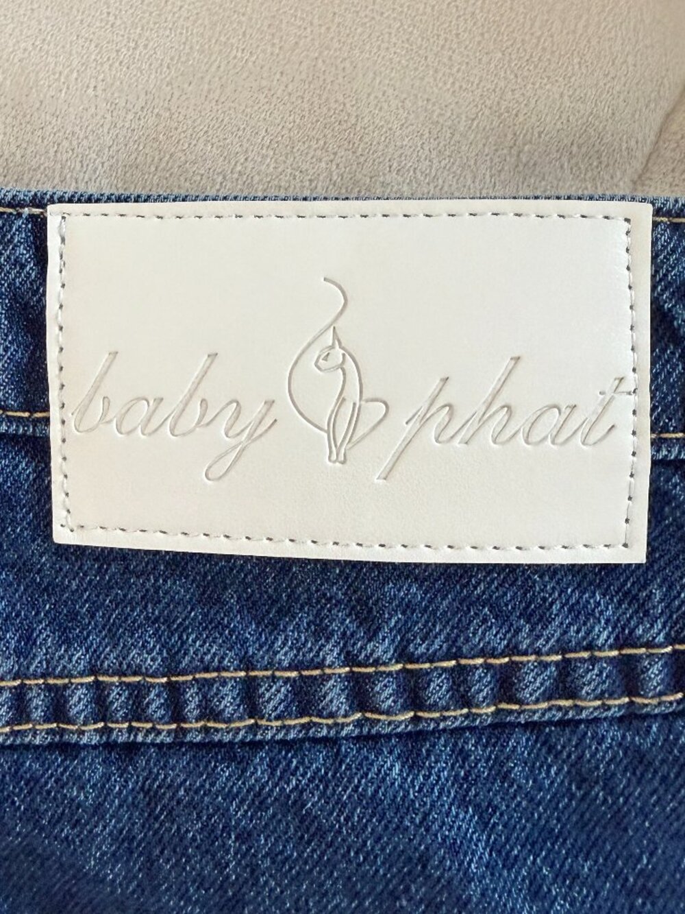 NEW Baby Phat Denim Skirt Y2K Inspo Red Embroidered Logo Hem Cat McBling Medium - Picture 3 of 10